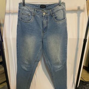 high waist denim jeans light wash